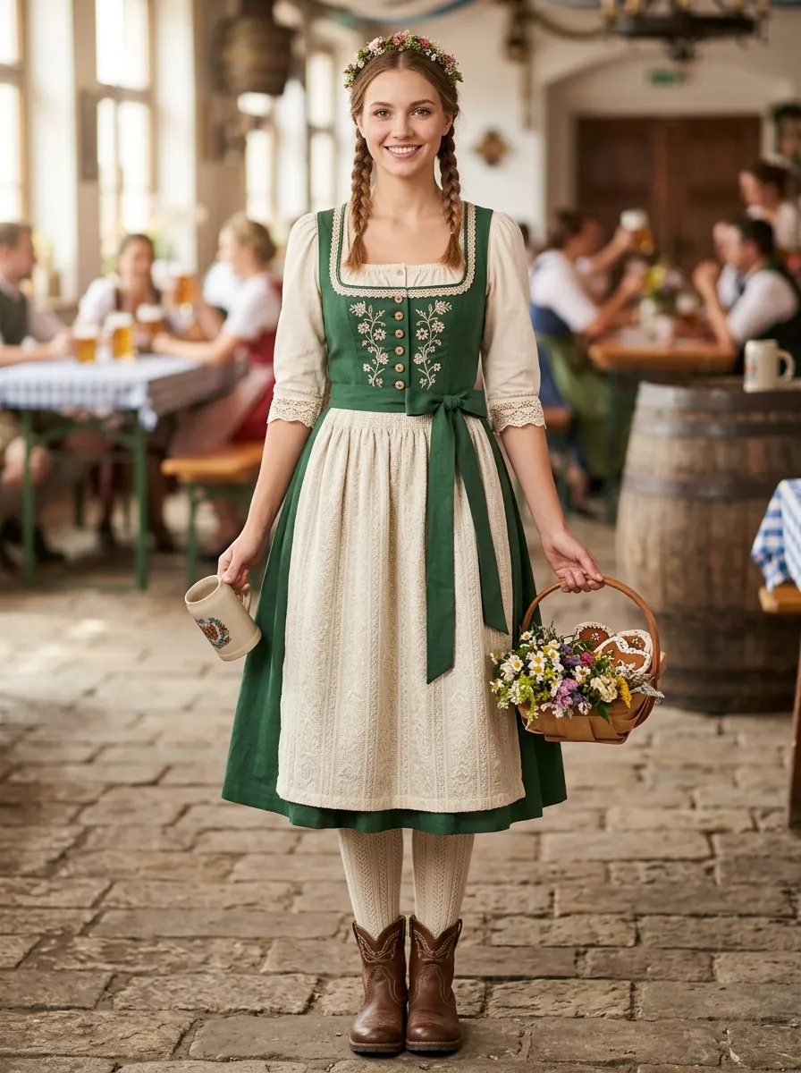 Traditional Women's Bavarian Oktoberfest Dirndl Dress