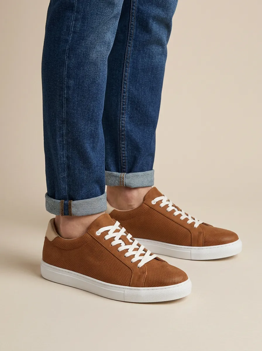 Men's Minimalist Perforated Suede Casual Shoes
