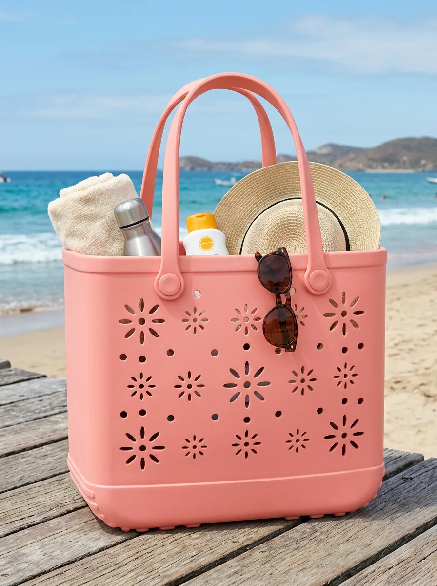 Cutout Perforated Beach Tote Bag