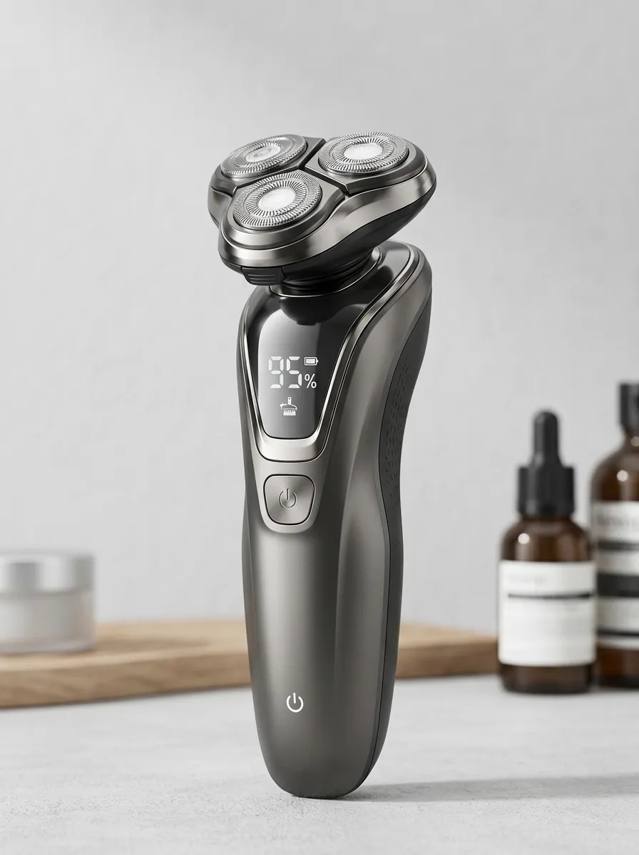Rotary Triple-Blade LED Display Electric Shaver for At-Home Shaving