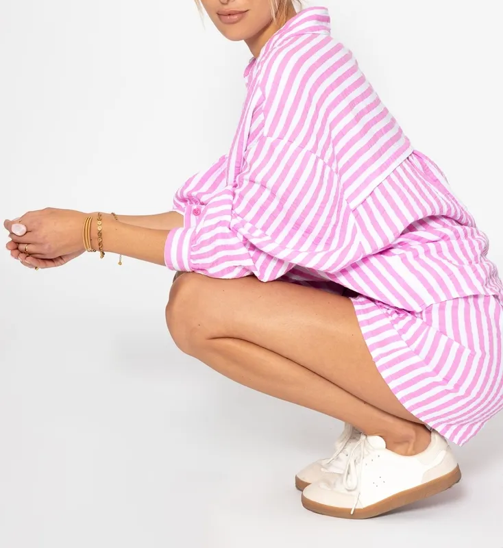Pink  Striped Clean Soft Easy Shorts