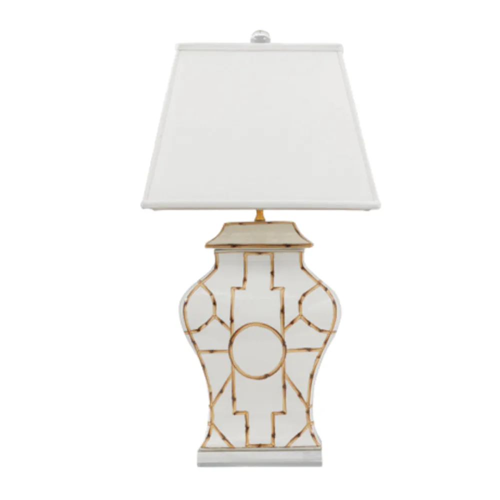 Bamboo Fretwork Acrylic-Base Table Lamp