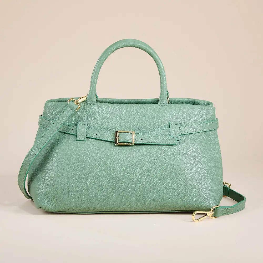 Leather Belted Satchel Bag