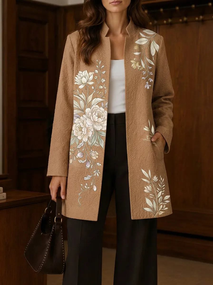 Women's Floral Art Lover Peony Botanical Printed Jacket