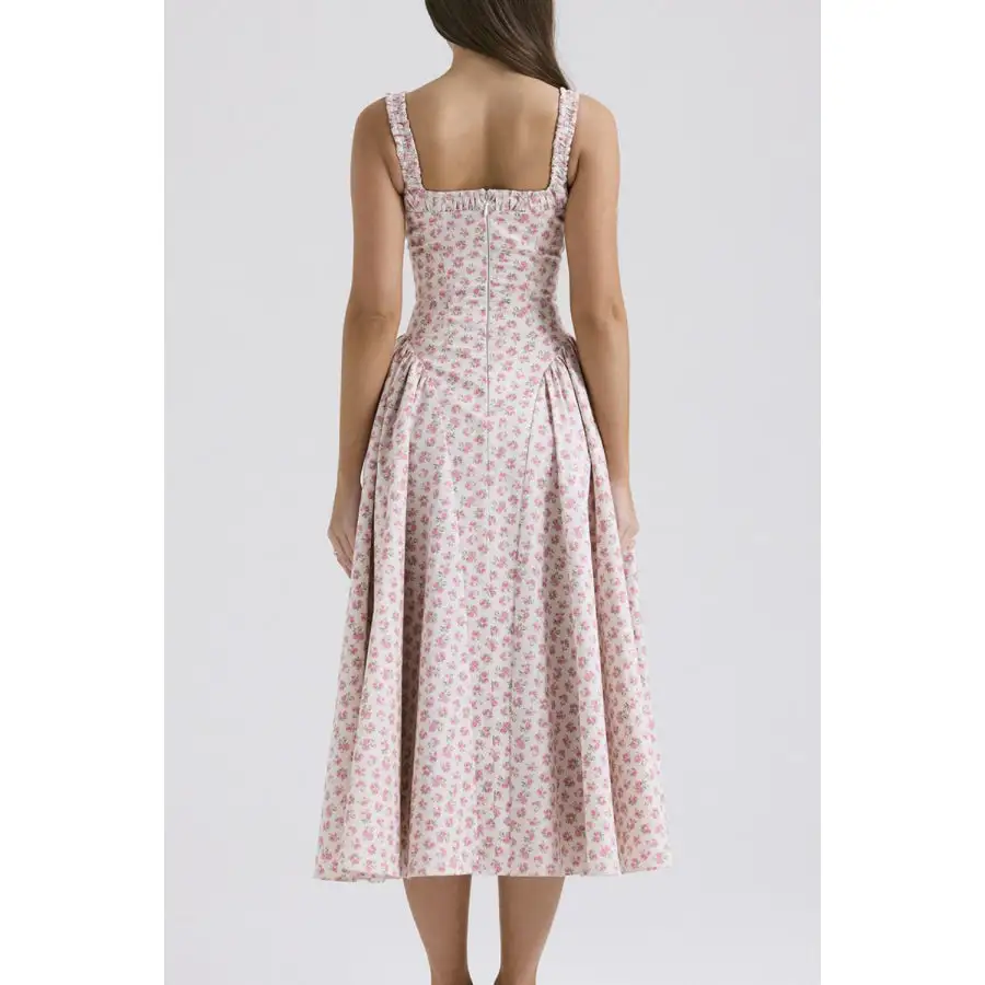Square Square Neck Wide Strap Midi Dress