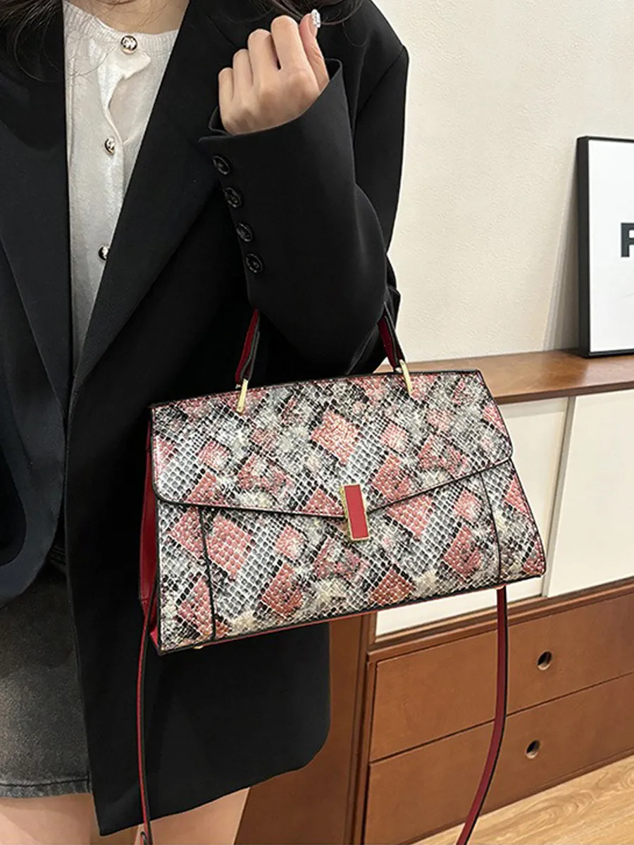Penelope Snakeskin-Patterned Handbag