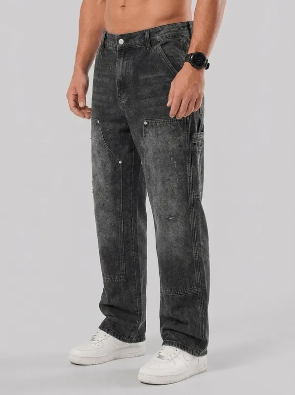 Washed Grey Carpenter Denim Jeans