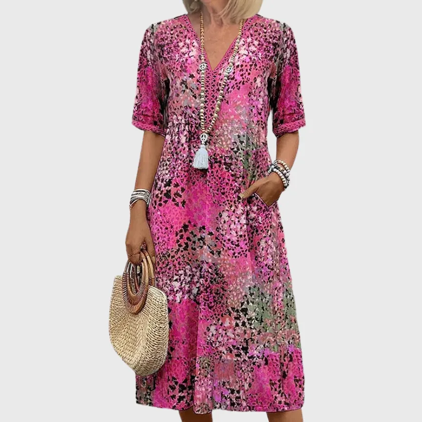 Printed Flowing Relaxed Midi Dress