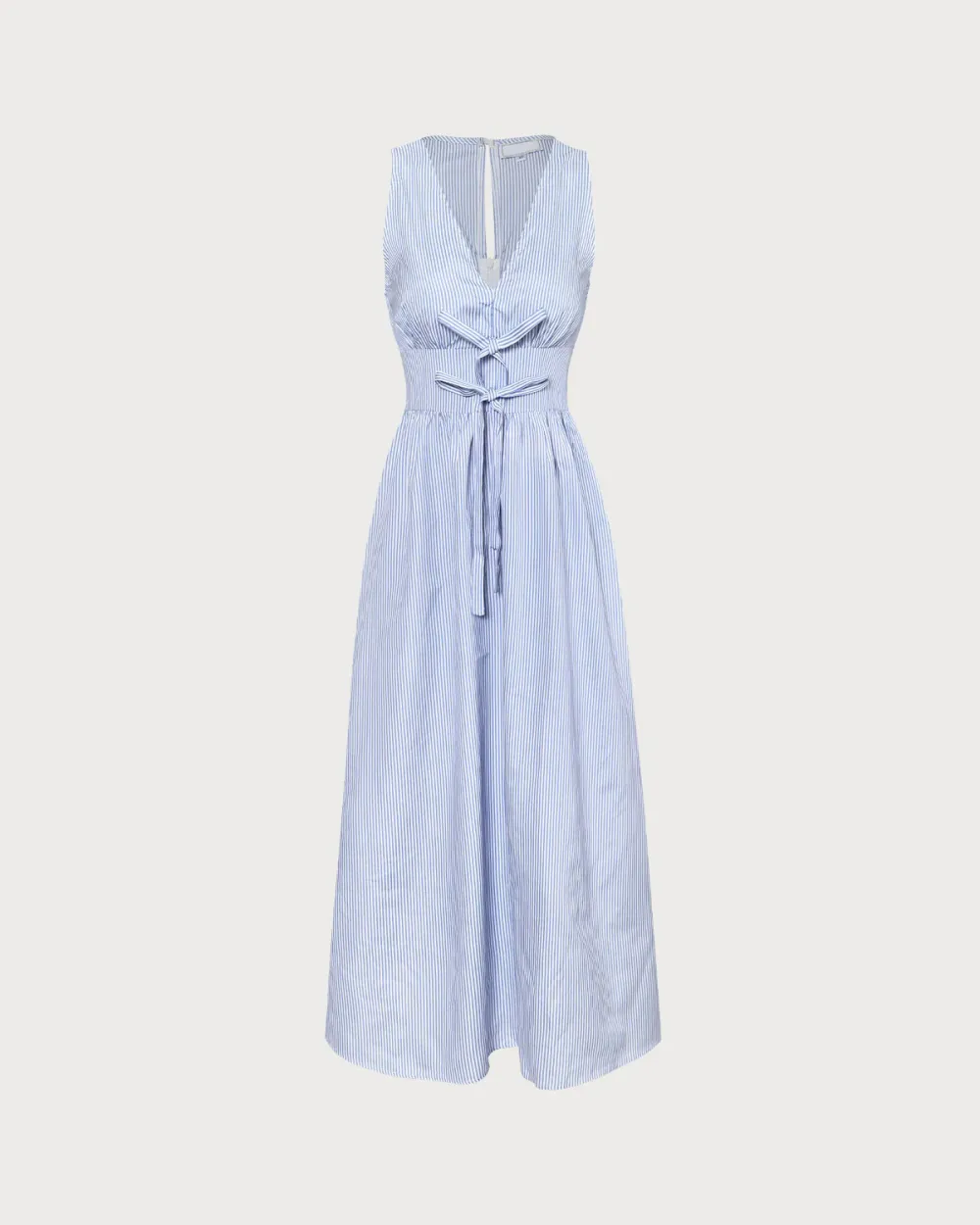 Deep V Neck Blue Dress