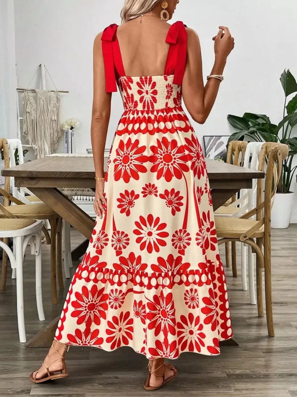 Tie-Shoulder Midi Dress