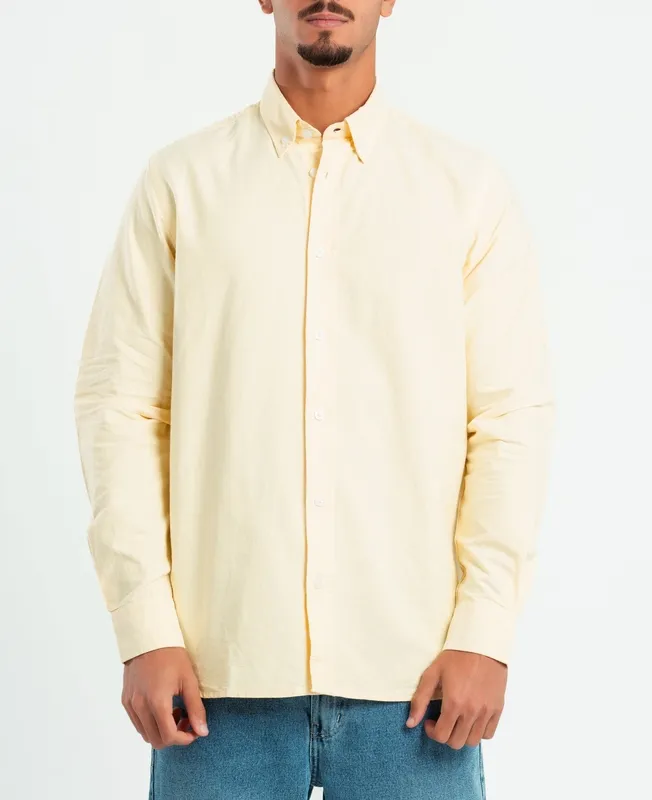 Yellow Structured Button Front Shirt