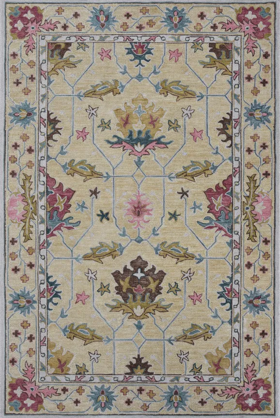 Hand Tufted Floral Oushak Inspired Wool Area Rug