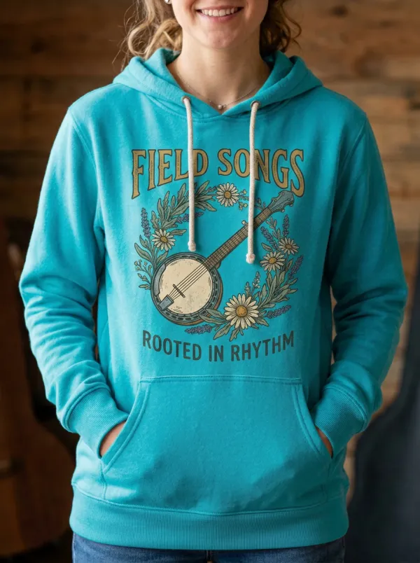 Americana Banjo Floral Country Music Graphic Hoodie