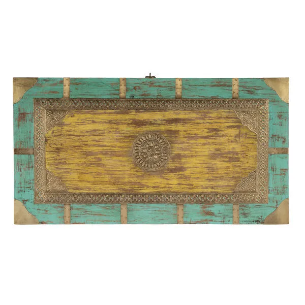 Storage Trunk Wood Brass Detail Coffee Table