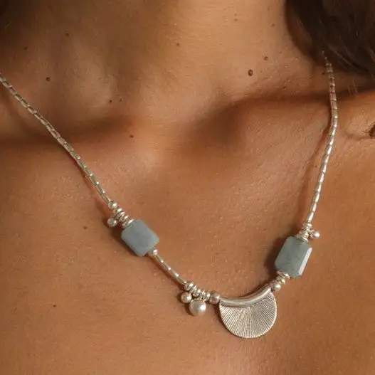 Crystal Tide Aquamarine Wrap Necklace