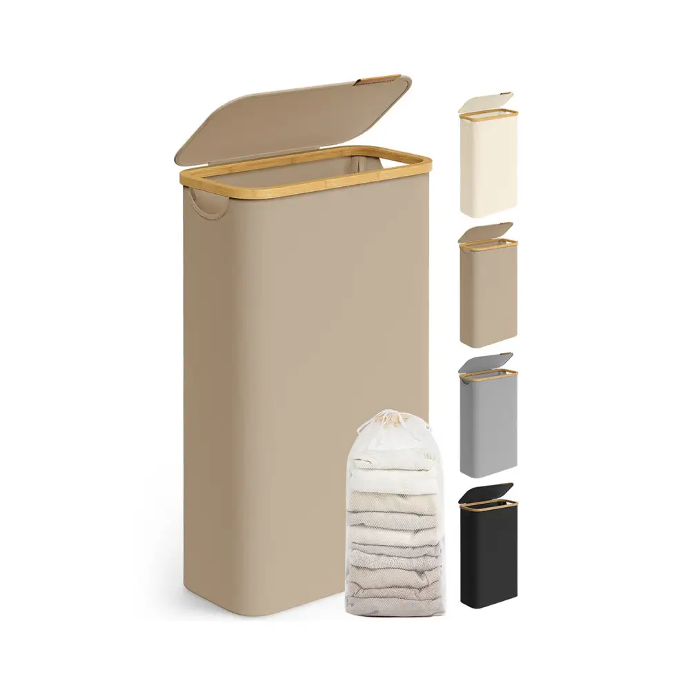 Everyday Lidded Slim Profile Space Saving Laundry Storage Basket