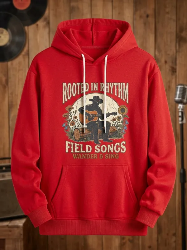Guitar Floral Country Music Graphic Hoodie