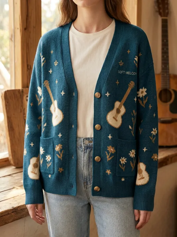 Floral Women's Country Music Casual Cardigan