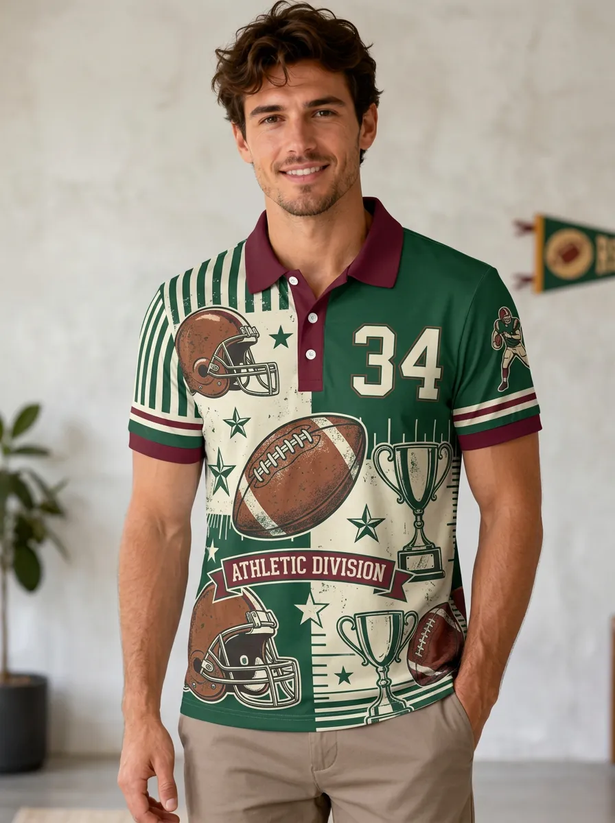 Men's Gridiron Helmet Trophy Polo Shirt