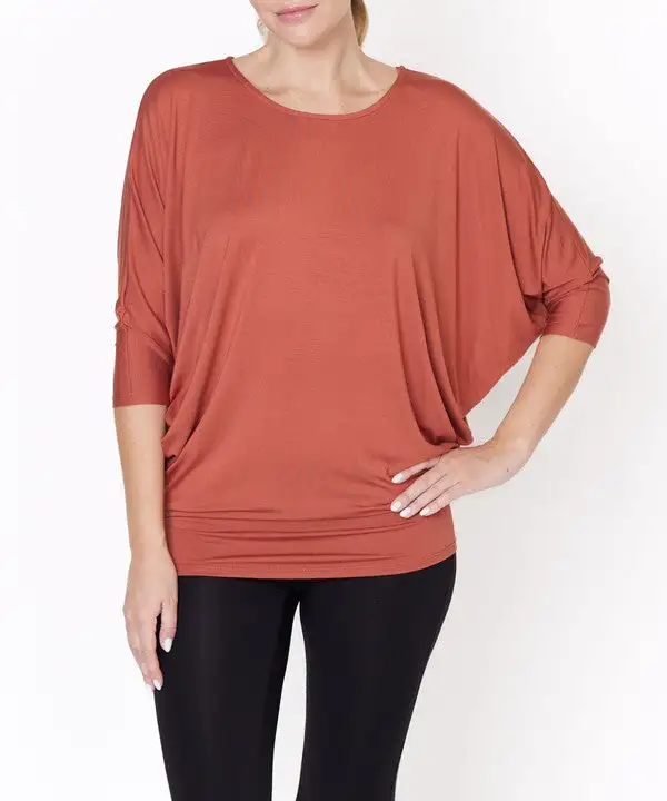 Bamboo Side Ruched Dolman Top