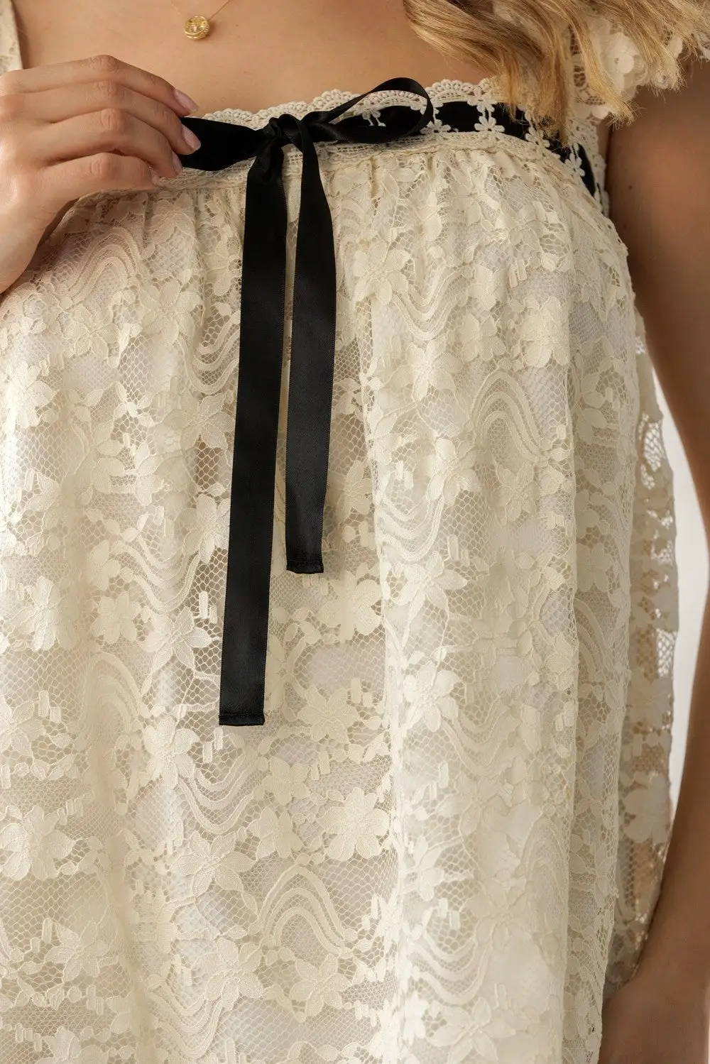 Lace Detail Short Sleeve Babydoll Square Neck Dress