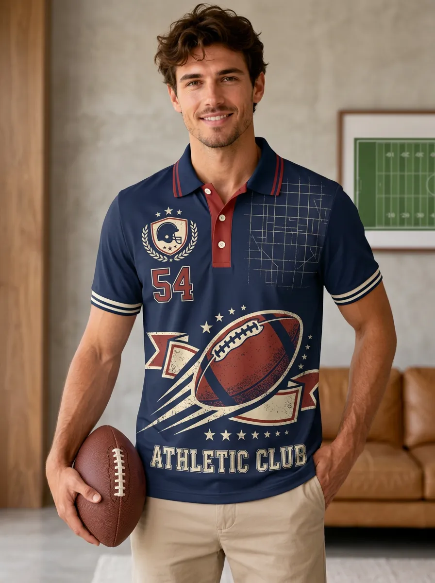 Men's Weekend Gridiron Helmet Graphic Polo Shirt