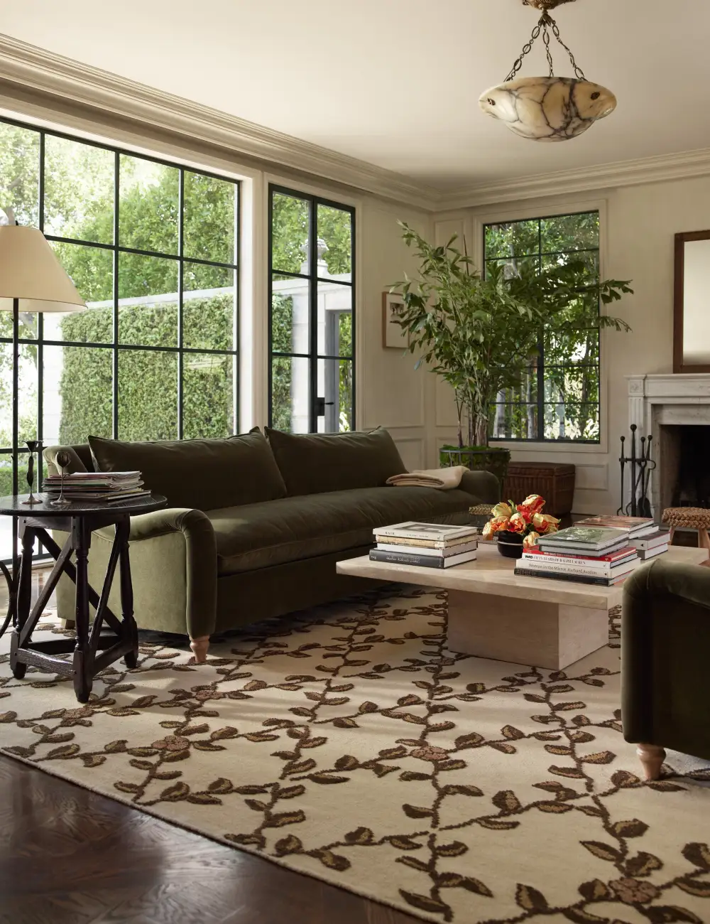 Lattice Botanical High Low Pile Hand Knotted Wool Area Rug