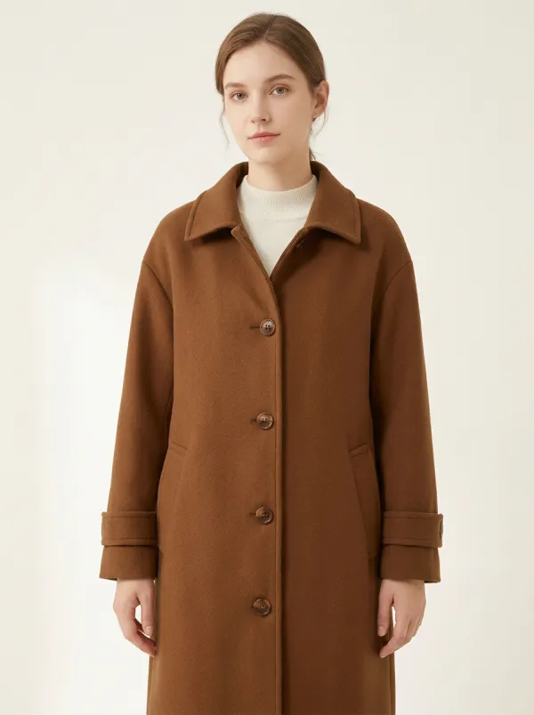 Relaxed Profile Wool-Blend Outerwear Coat