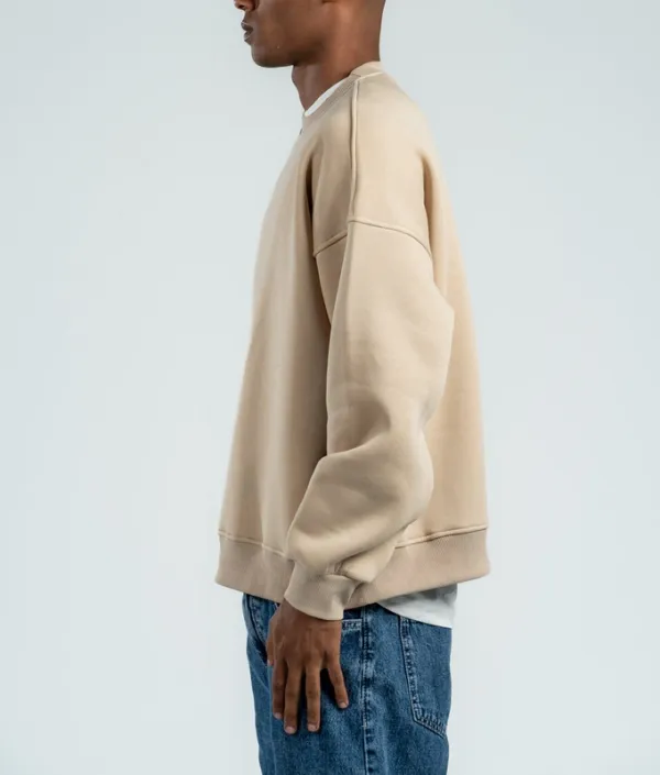 Light Beige Boxy Fit Crewneck Sweatshirt