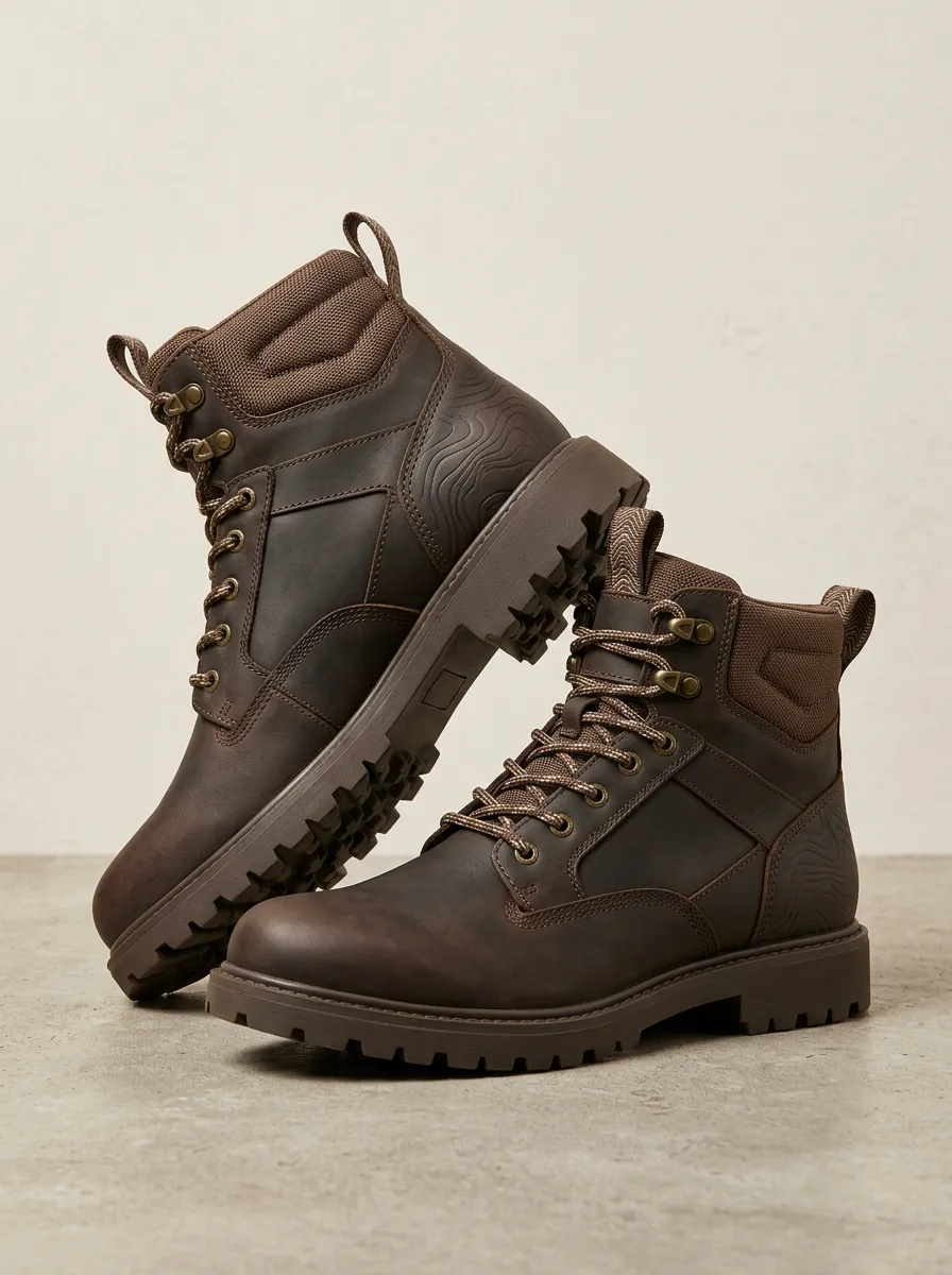 Unisex Outdoor Hiking Lover Topographic Pattern Print Work Boots
