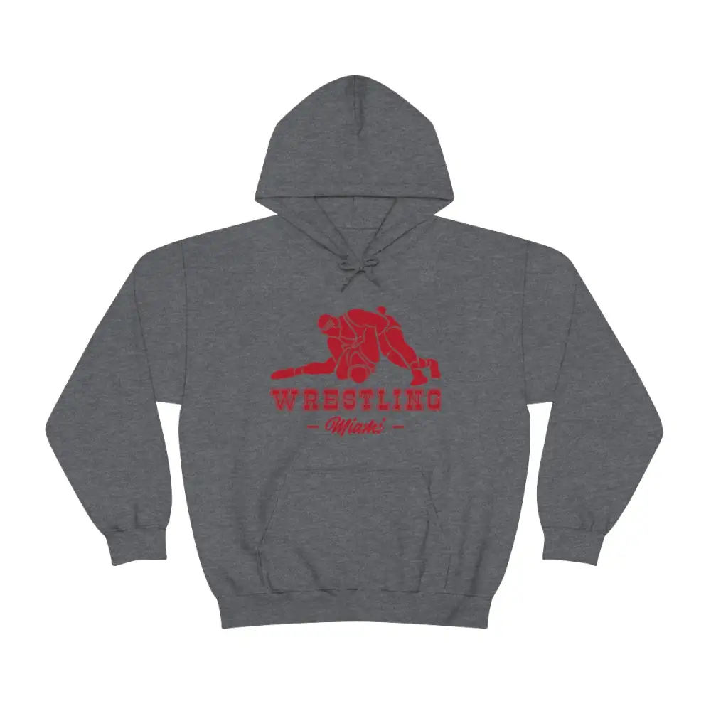 Relaxed Sport Print Wrestling Graphic Pullover Hoodie