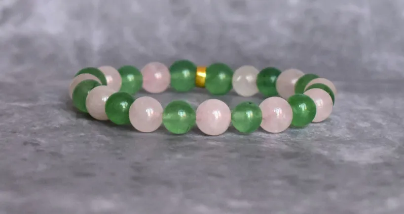 Taurus Zodiac Rose Quartz Aventurine Bead Bracelet