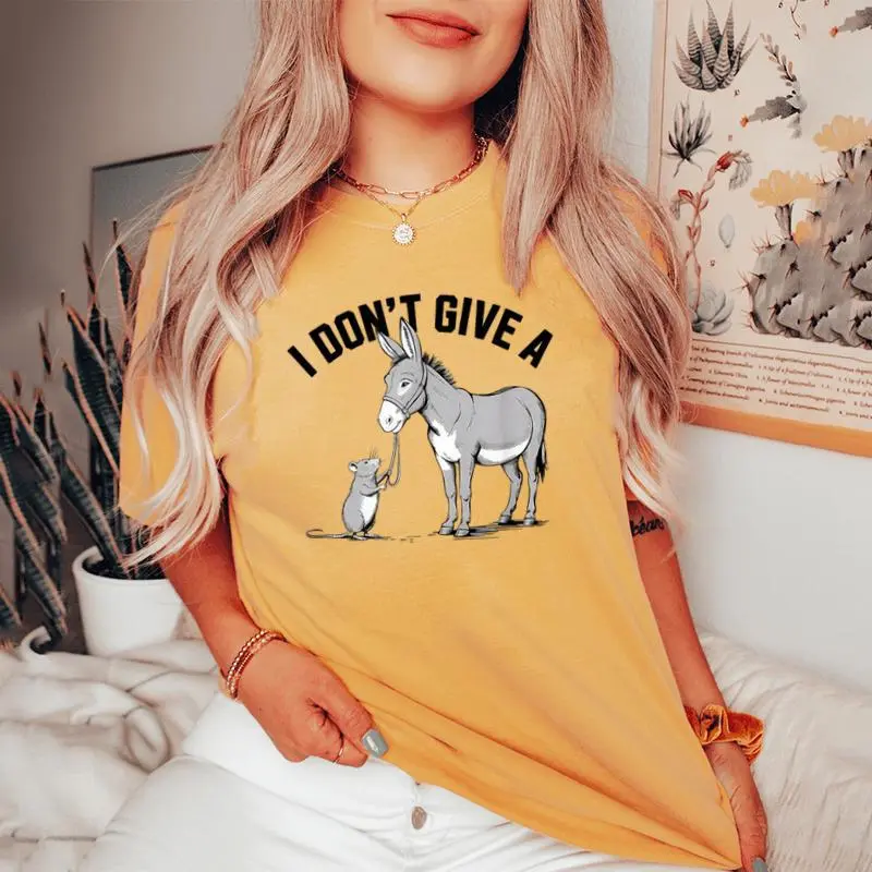 I Dont Give A Rats Donkey Mouse Rat Meme Offensive Humor Women's Oversized Comfort T-shirt