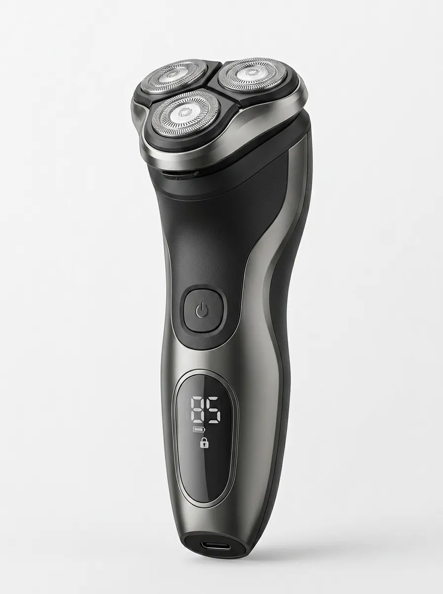 Rotary Triple-Head LED Display Electric Shaver for Regular Shaving