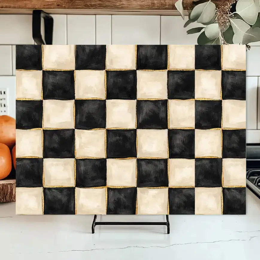 Checkered Glass Cutting Board