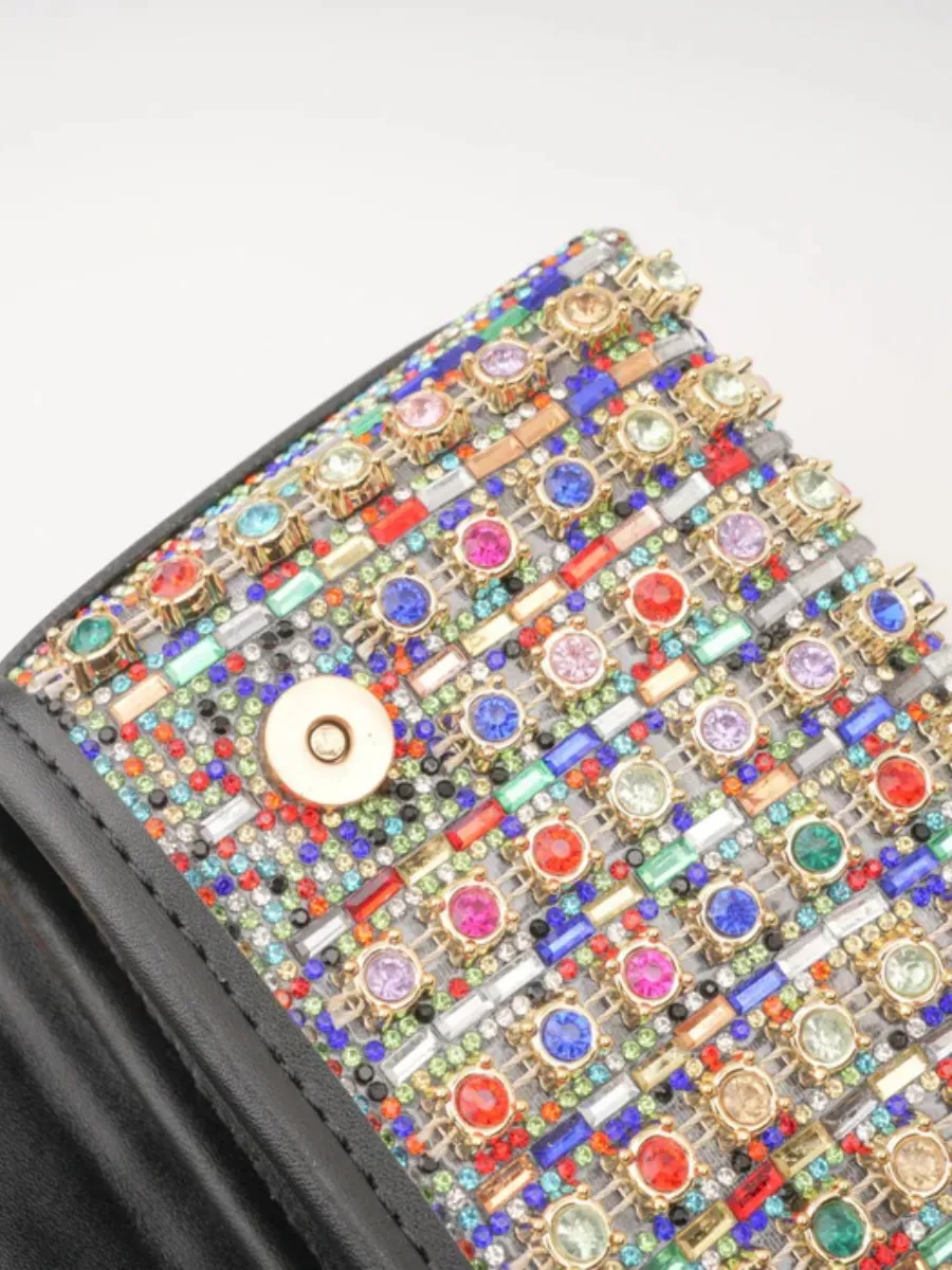 Luna Crystal Grid Chain Shoulder Bag