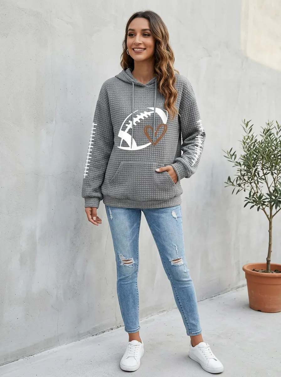Women's Gridiron Heart Graphic Waffle Hoodie