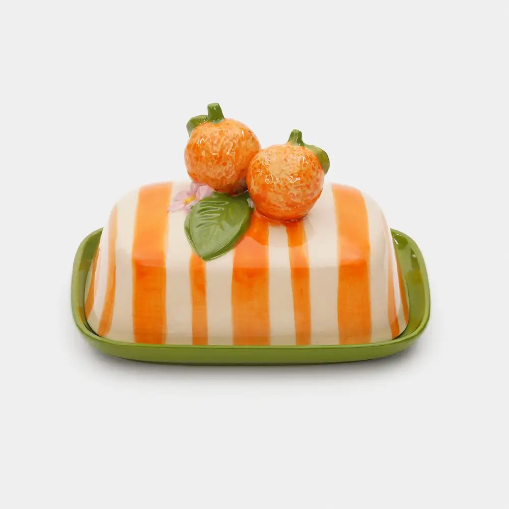 Striped Ceramic Butter Keeper