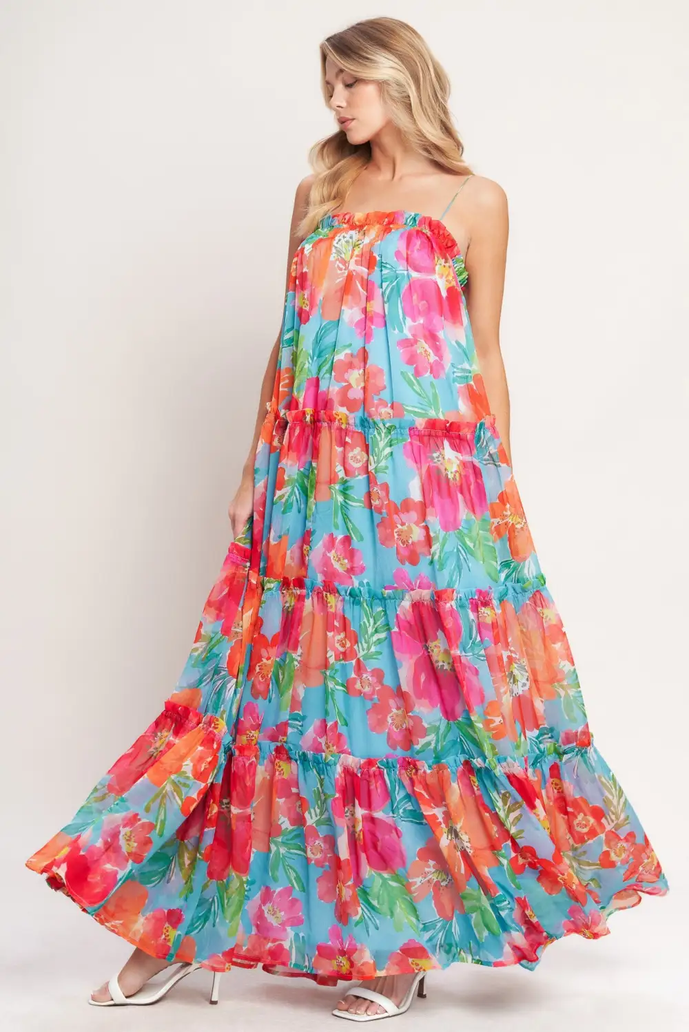 Ruffled Printed Maxi Dress