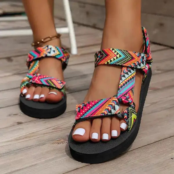 Printed Adjustable Flat Sandals