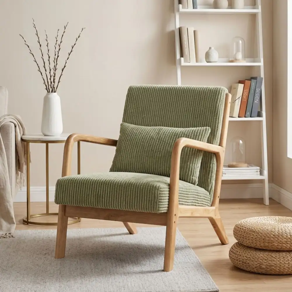 Compact Cozy Seating Corduroy Armchair
