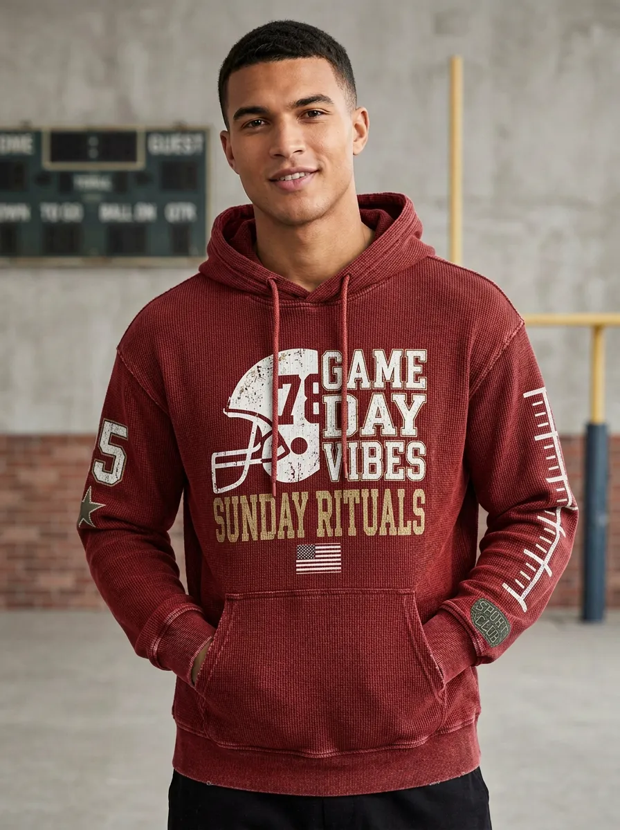 Men's Football Fan Game Day Vibes Helmet Printed Hoodie