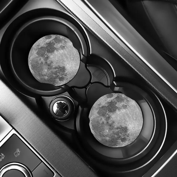 2 Pcs Moon Surface Car Cup Coasters
