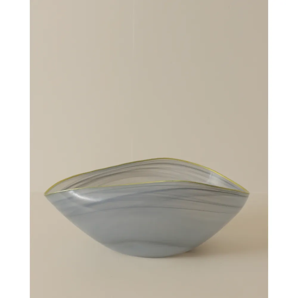 Alabaster Glass Clamshell Bowl