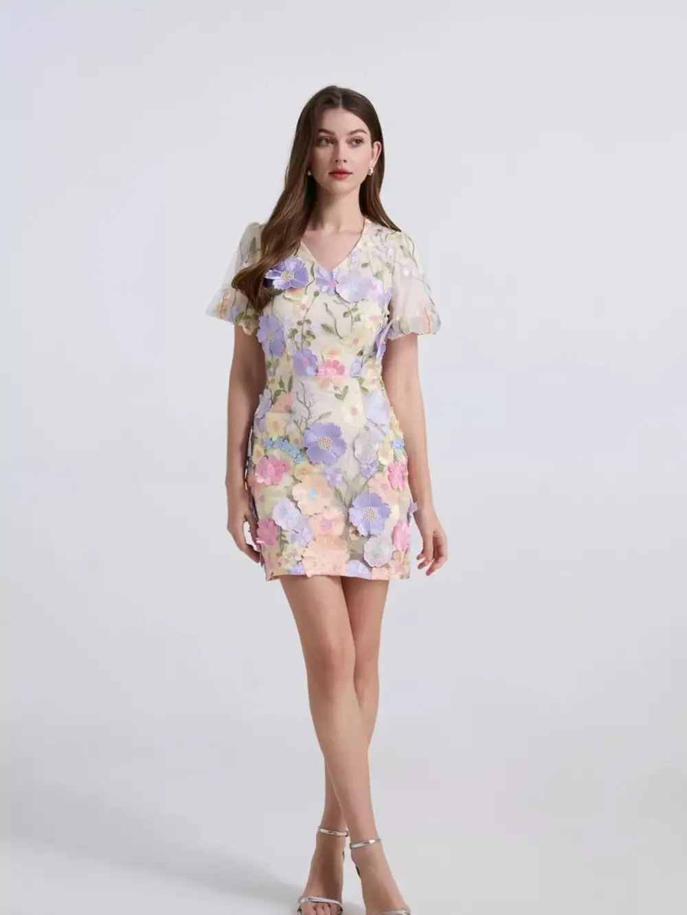 Puff-Sleeve Floral Mini Dress