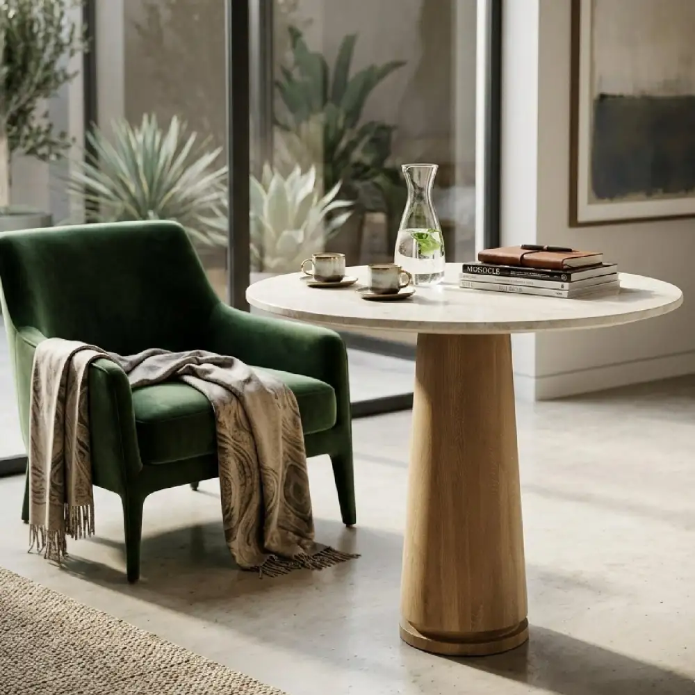 Round Marble Pedestal Coffee Table