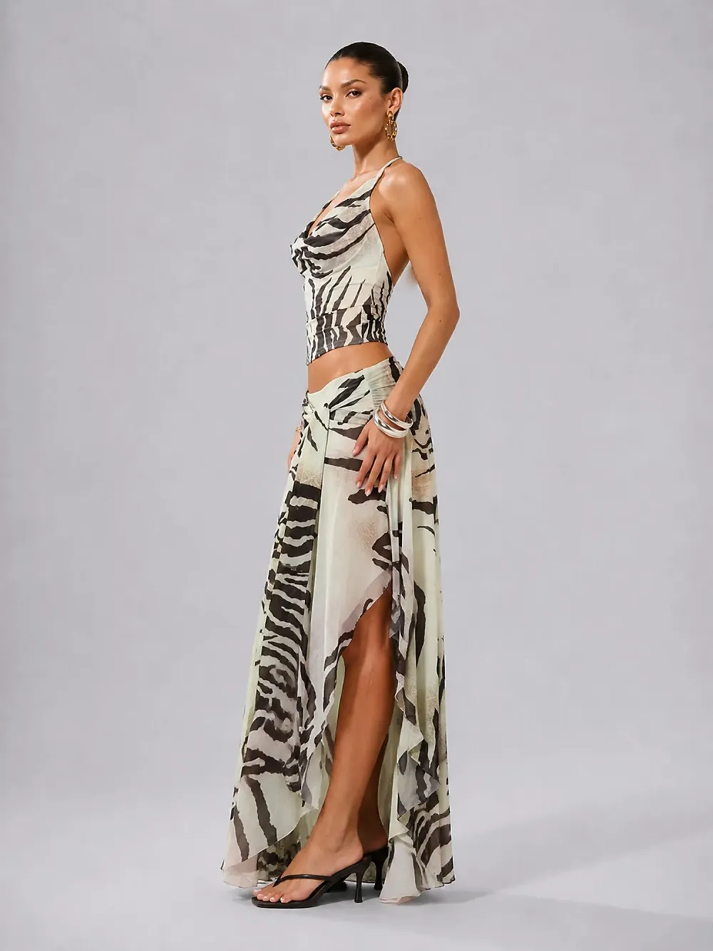 Cordelia Printed Chiffon Maxi Skirt Set
