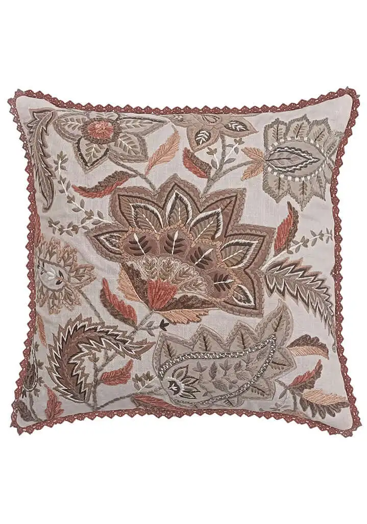 Artisan Embroidered Traditional Cotton Decorative Cushion Cover