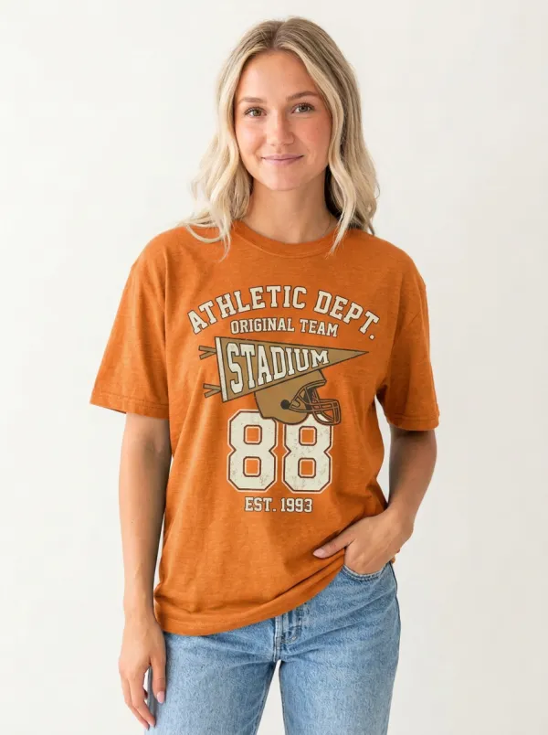 Women's Football Fan Athletic Dept Stadium 88 Printed T-shirt