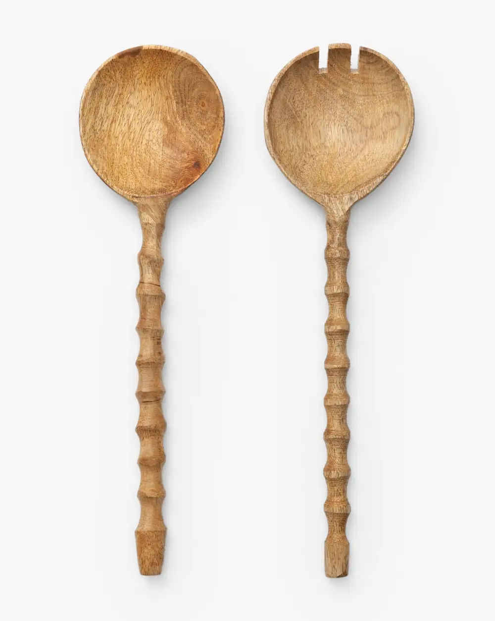 Carved Wood Salad Server Set